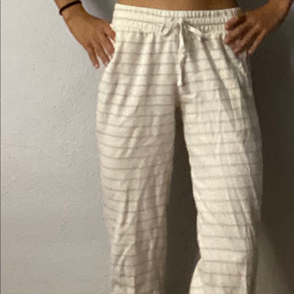 WHITE PURPLE/PINK STRIPED SWEATPANTS